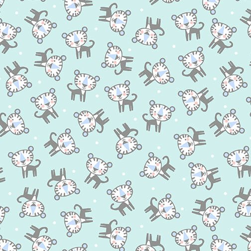 Snuggle in the Jungle Flannel - Baby Tiger - Turquoise - Choice Fabrics10443F-80