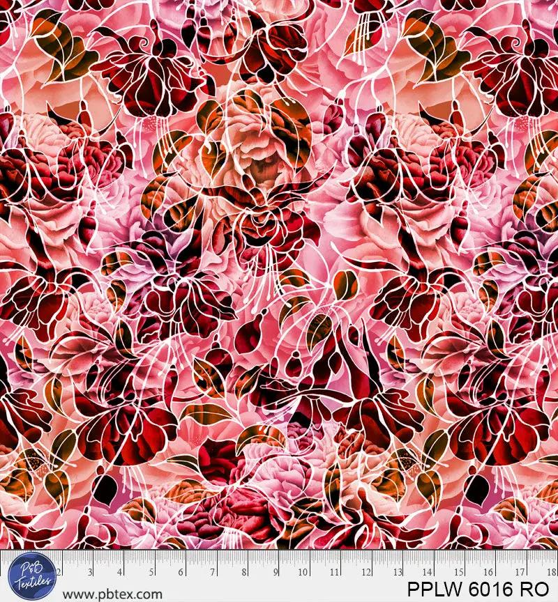Petal Play Pink Red Florals Cotton 108" Wideback Fabric per yard - Choice FabricsPPLW-6016-RO