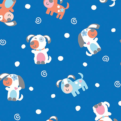 Twinkle Comfort Flannel - Puppy Love - Royal Blue - Choice Fabrics12883F-54