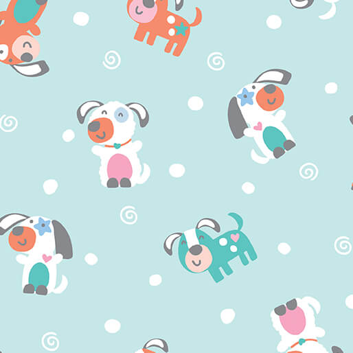 Twinkle Comfort Flannel - Puppy Love - Aqua - Choice Fabrics12883F-80