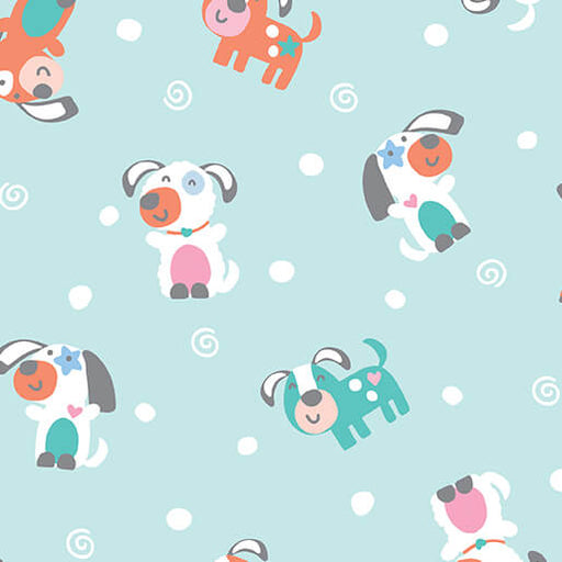 Twinkle Comfort Flannel - Puppy Love - Aqua - Choice Fabrics12883F-80