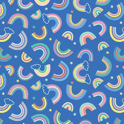 Twinkle Comfort Flannel - Dreamy Rainbows - Royal Blue - Choice Fabrics12886F-54
