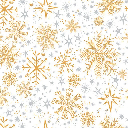 Snow Frost White Gold Cotton 44"/45" Fabric Per Yard - Choice Fabrics16727P-92