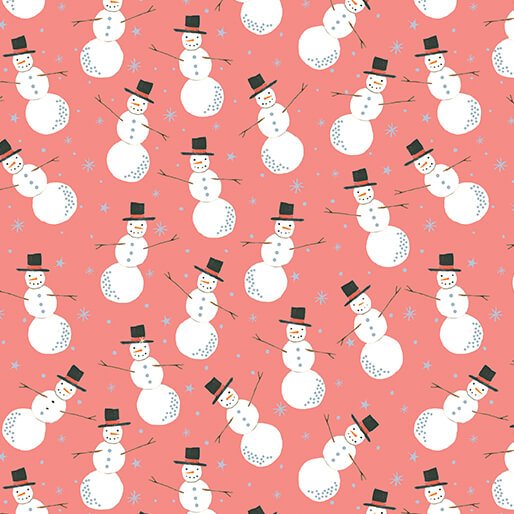 Merry Snowman Medium Peach Jam Cotton 44"/45" Fabric Per Yard - Choice Fabrics16730P-27