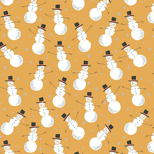 Merry Snowman Gold Cotton 44"/45" Fabric Per Yard - Choice Fabrics16730P-33