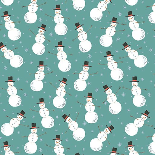 Merry Snowman Medium Turquoise Cotton 44"/45" Fabric Per Yard - Choice Fabrics16730P-83