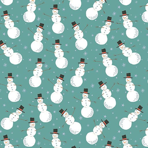 Merry Snowman Medium Turquoise Cotton 44"/45" Fabric Per Yard - Choice Fabrics16730P-83