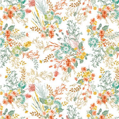 Montgomery Floral White/Multi Cotton 44"/45" Fabric Per Yard - Choice Fabrics16807-09