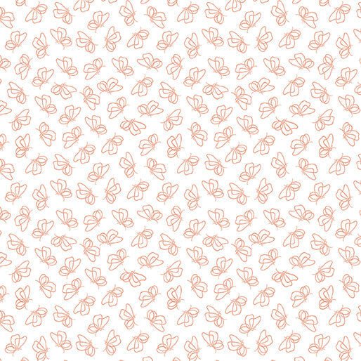 Flutter By White/Peach Cotton 44"/45" Fabric Per Yard - Choice Fabrics16812-91
