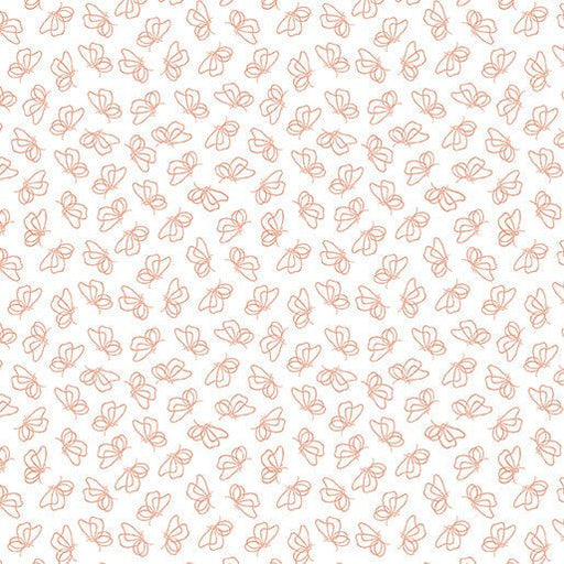 Flutter By White/Peach Cotton 44"/45" Fabric Per Yard - Choice Fabrics16812-91