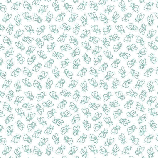 Flutter By White/Teal Cotton 44"/45" Fabric Per Yard - Choice Fabrics16812-92