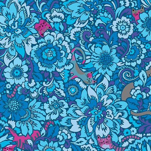 Elegant Kitties Blue Cheeto's World Cotton 44"/45" Fabric Per Yard - Choice Fabrics17201-50