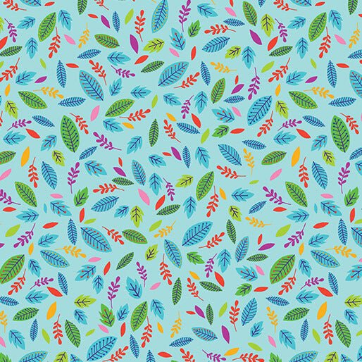 Scattered Leaves Cheeto's World Sky Cotton 44"/45" Fabric Per Yard - Choice Fabrics17202-05