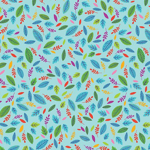 Scattered Leaves Cheeto's World Sky Cotton 44"/45" Fabric Per Yard - Choice Fabrics17202-05