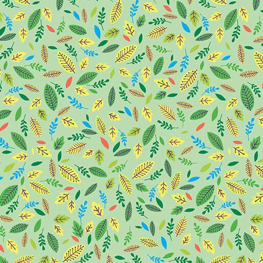 Scattered Leaves Green Cheeto's World Cotton 44"/45" Fabric Per Yard - Choice Fabrics17202-40