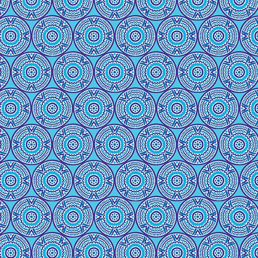Medallions Blue Cheeto's World Cotton 44"/45" Fabric Per Yard - Choice Fabrics17204-50