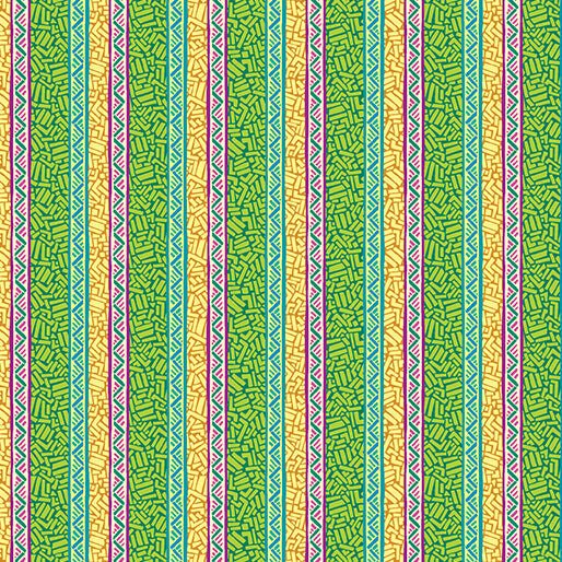 Ziggy Stripe Green Cheeto's World Cotton 44"/45" Fabric Per Yard - Choice Fabrics17205-40