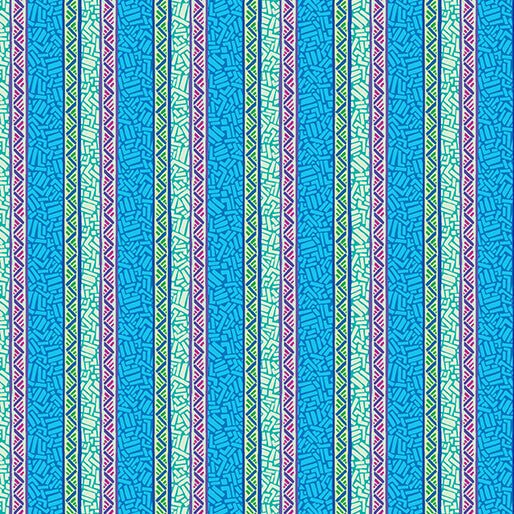 Ziggy Stripe Blue Cheeto's World Cotton 44"/45" Fabric Per Yard - Choice Fabrics17205-50