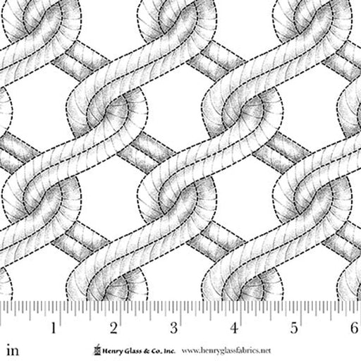 White/Black Twisted Rope Stitched Braid Cotton Wideback Fabric Per Yard - Choice Fabrics2155-09