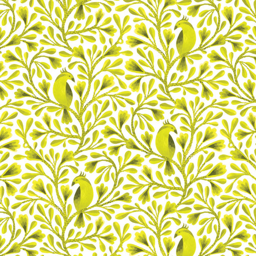 Dark Lime Citrine Birds and Branches Cotton 44/45 Fabric Per Yard - Choice Fabrics228462