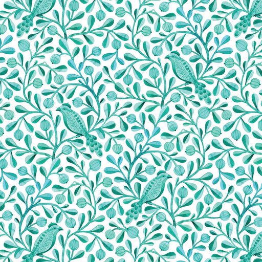 Turquoise Felipe Birds and Branches Cotton 44/45 Fabric Per Yard - Choice Fabrics228478