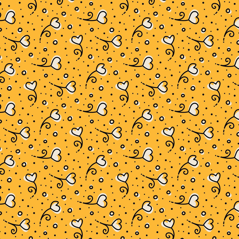Yellow Heart Blossoms Love Ink 3384 Cotton 44/45 Fabric Per Yard - Choice Fabrics228639