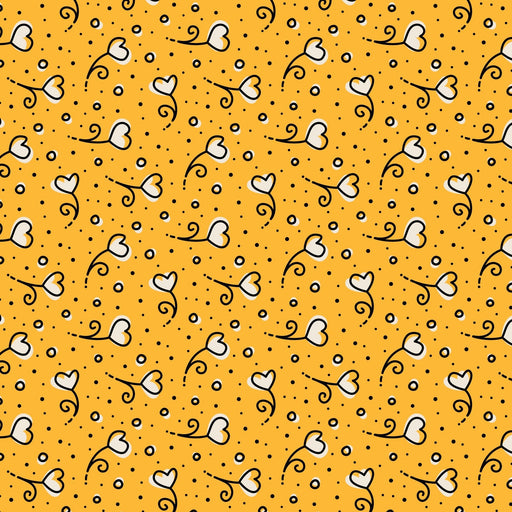 Yellow Heart Blossoms Love Ink 3384 Cotton 44/45 Fabric Per Yard - Choice Fabrics228639