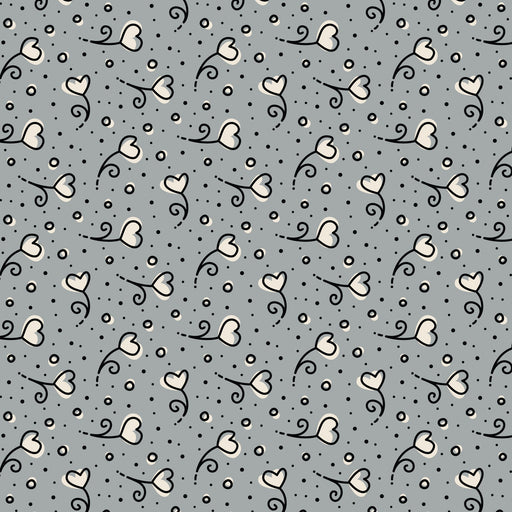 Gray Heart Blossoms Love Ink 3384 Cotton 44/45 Fabric Per Yard - Choice Fabrics228641