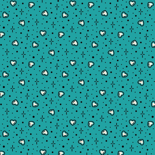 Teal Hearts Love Ink 3388 Cotton 44/45 Fabric Per Yard - Choice Fabrics228644