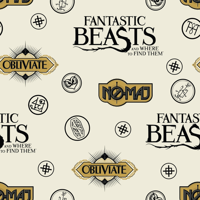 Camelot Licensed Flannels - 2390008B - Fantastic Beasts Sayings & Symbols - Choice Fabrics2390008B
