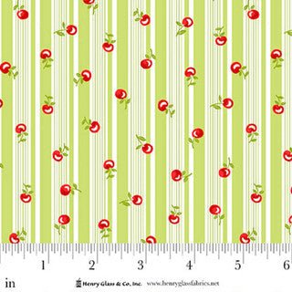 Jubilee Green Cherry Stripe Cotton 44" / 45" Fabric per yard - Choice Fabrics2394-66