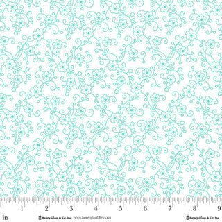 Jubilee White And Blue Linear Floral Cotton 44" / 45" Fabric per yard - Choice Fabrics2397-01