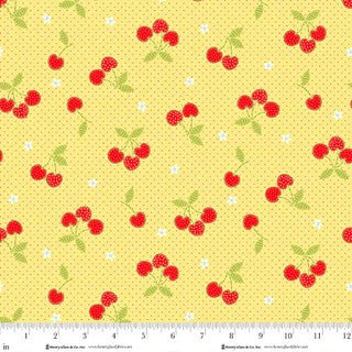 Jubilee Yellow All Over Cherries Cotton 44" / 45" Fabric per yard - Choice Fabrics2398-44