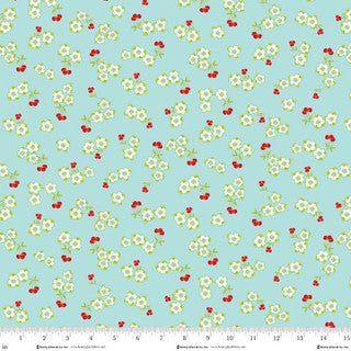 Jubilee Blue Small Cherry Toss Cotton 44" / 45" Fabric per yard - Choice Fabrics2399-11