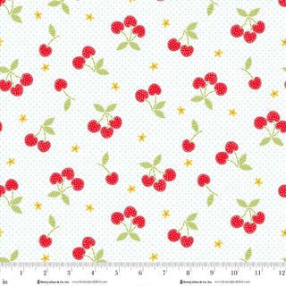 Jubilee White And Red Tossed Cherries Cotton 44" / 45" Fabric per yard - Choice Fabrics2400-08