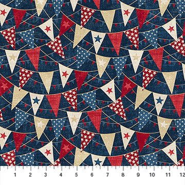 Multi Navy Bunting American Heartland Cotton 44"/45" Fabric Per Yard - Choice Fabrics28733-49