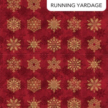 O' Christmas Tree Shimmer Snowflake Blocks Red Multi 44"/45" Cotton Fabric Per Yard - Choice Fabrics28957M-24