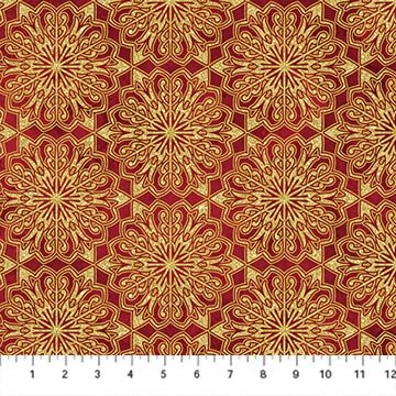 O' Christmas Tree Shimmer Medallions Red Multi 44"/45" Cotton Fabric Per Yard - Choice Fabrics28959M-24
