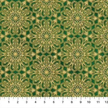 O' Christmas Tree Shimmer Medallions Green Multi 44"/45" Cotton Fabric Per Yard - Choice Fabrics28959M-74