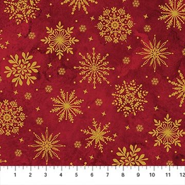 O' Christmas Tree Shimmer Snowflakes Red Multi 44"/45" Cotton Fabric Per Yard - Choice Fabrics28960M-24