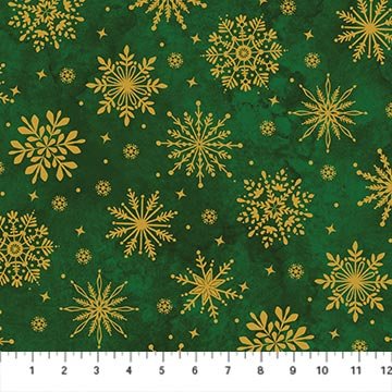 O' Christmas Tree Shimmer Snowflakes Green Multi 44"/45" Cotton Fabric Per Yard - Choice Fabrics28960M-74
