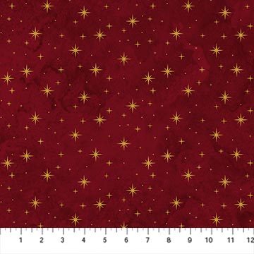 O' Christmas Tree Shimmer Stars Dark Red Multi 44"/45" Cotton Fabric Per Yard - Choice Fabrics28961M-26