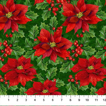 Deck The Halls Poinsettia Pine Multi 44"/45" Cotton Fabric Per Yard - Choice Fabrics28996-76