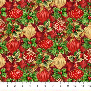 Deck The Halls Baubles Red Multi 44"/45" Cotton Fabric Per Yard - Choice Fabrics28997-24