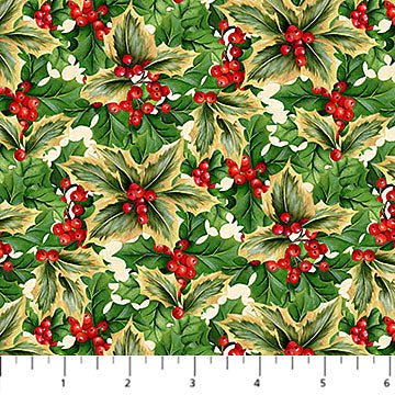 Deck The Halls Holly Multi Beige Multi 44"/45" Cotton Fabric Per Yard - Choice Fabrics28998-12
