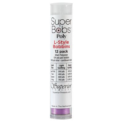 Super Bobs Polyester Prewound Bobbins L-Style 12-Pack - Light Purple