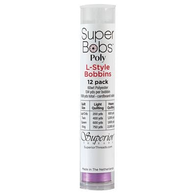 Super Bobs Polyester Prewound Bobbins L-Style 12-Pack - Light Purple - Choice Fabrics300-12-607