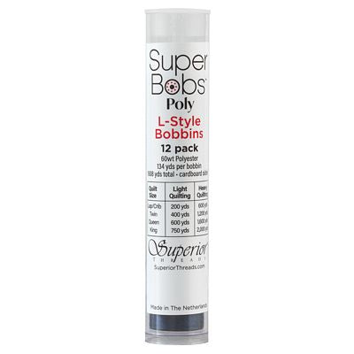 Super Bobs Polyester Prewound Bobbins L-Style 12-Pack - Dark Blue