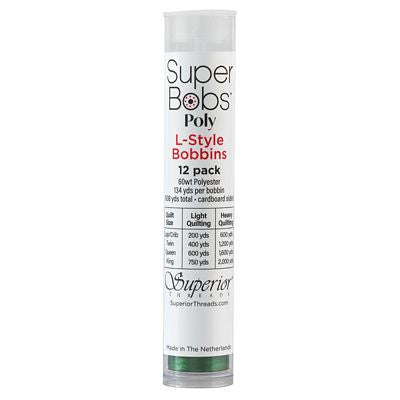 Super Bobs Polyester Prewound Bobbins L-Style 12-Pack - Green