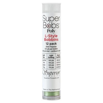 Super Bobs Polyester Prewound Bobbins L-Style 12-Pack - Light Green - Choice Fabrics300-12-614